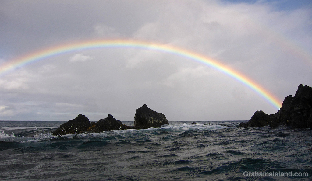 A rainbow off the Kohala Coast, Hawaii, seen from the water