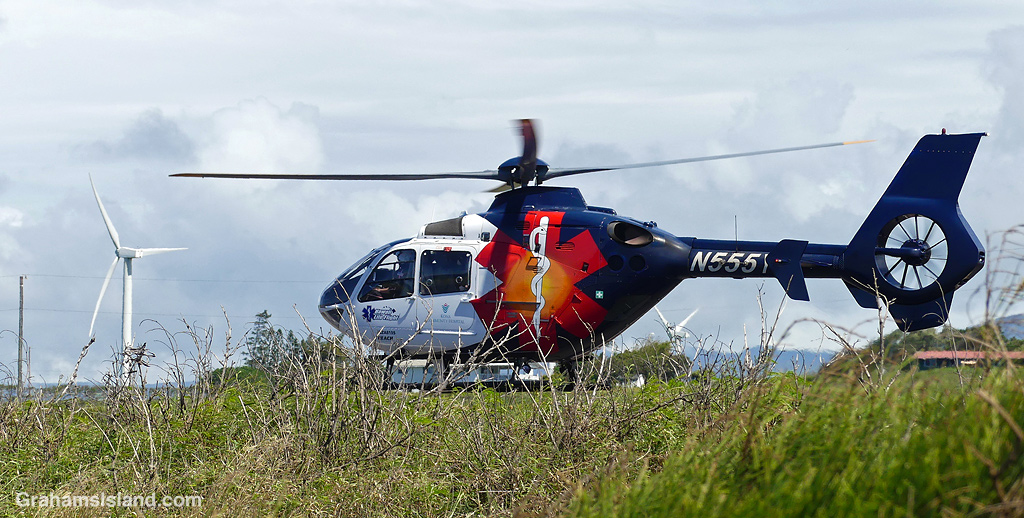 A Hawaii Life Flight helicopter at Upolu Airport, Hawaii