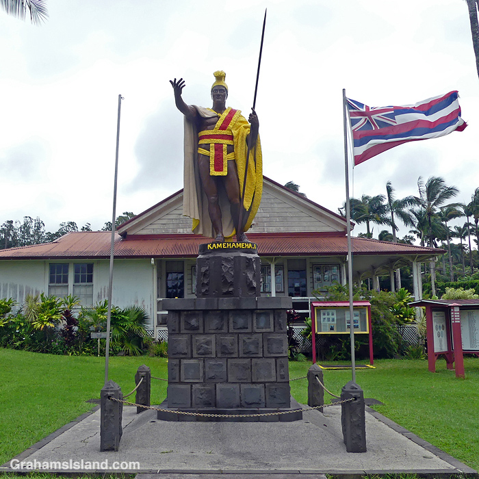 The statue of King Kamehameha in Kapaau, Hawaii