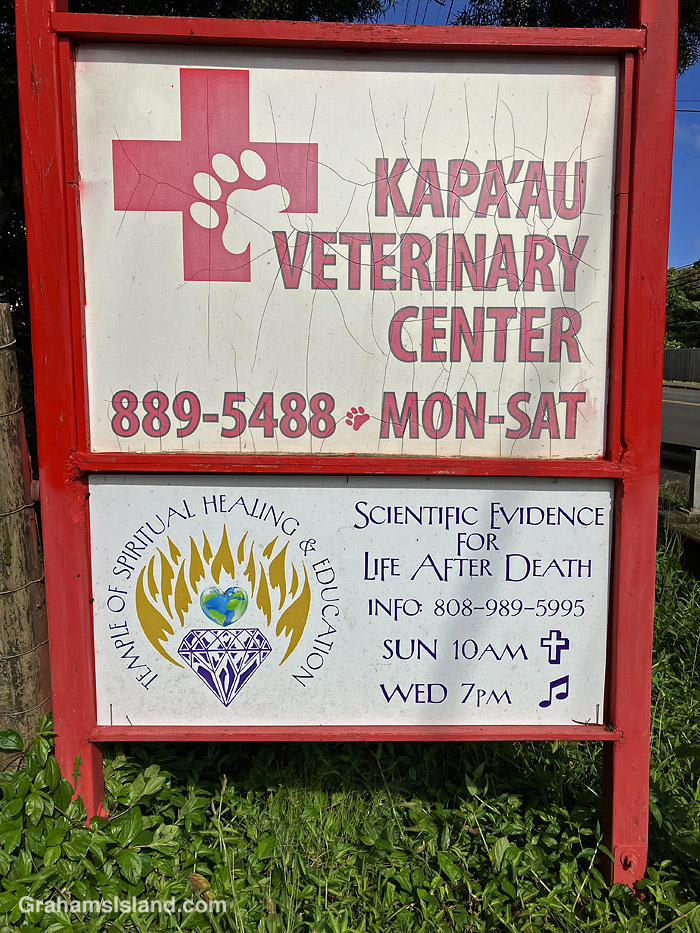 Business signs in Kapaau, Hawaii