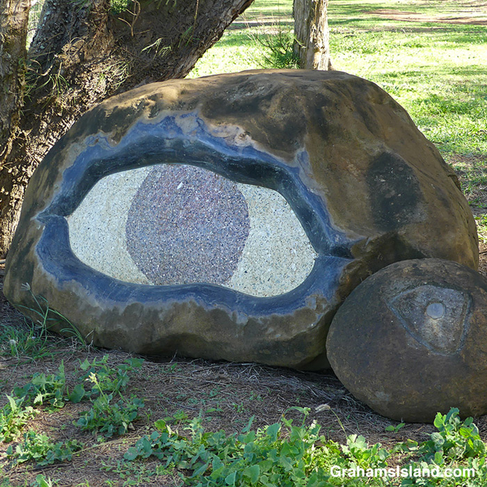 A painted rock at the Hawaii Island Retreat in Hawaii