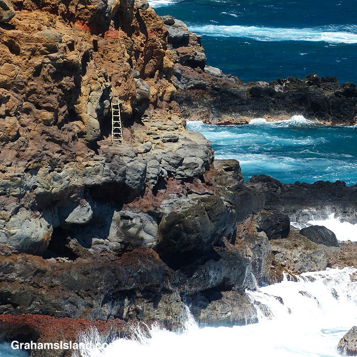 A Cliff Ladder used by fishermen on the North Kohala Coast, Hawaii
