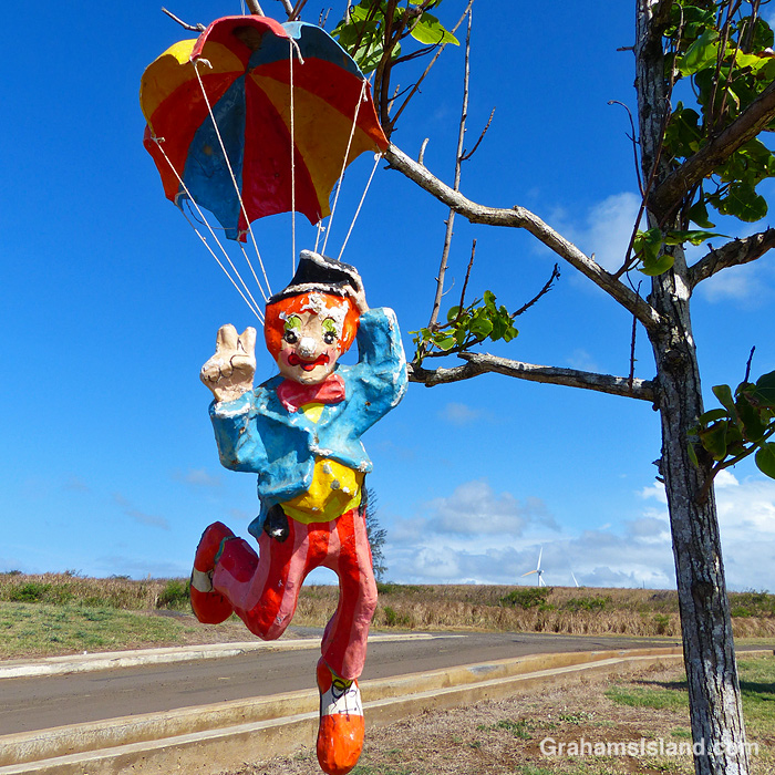 A Clown with parachute at Upolu Airport in Hawaii