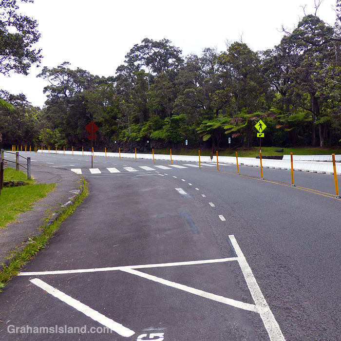 Empty parking places at Hawaii Volcanoes National Park during Covid restrictions