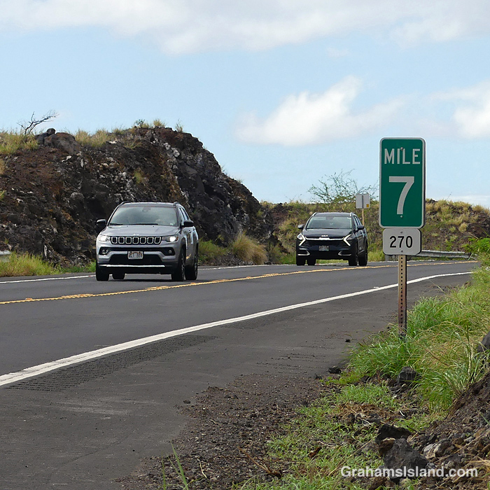 Mile marker 7 on Akoni Pule Hwy, Hawaii