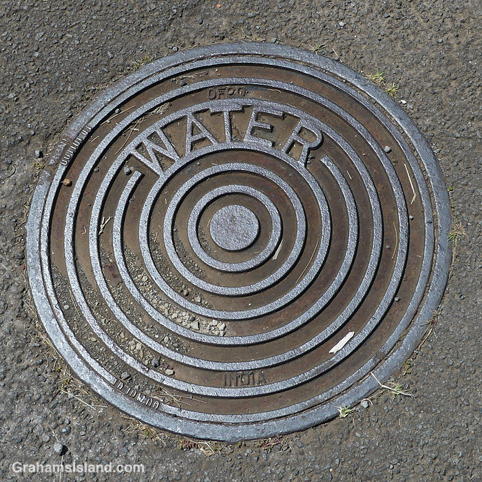 Seven rings on a manhole cover in Hawaii