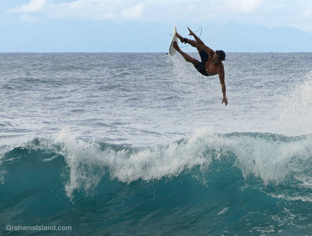 A surfer off Keokea Beach Park, Hawaii
