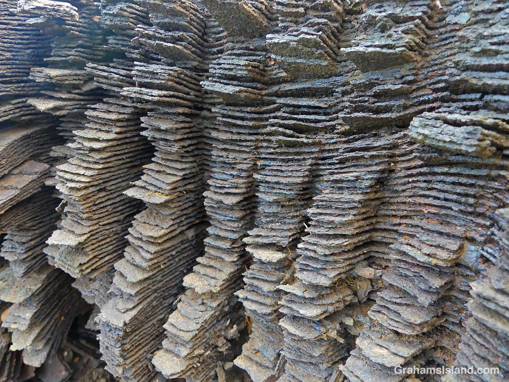 Rusty metal in stacks in Hawaii