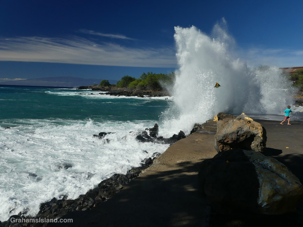 High surf crashes ashore at Mahukona, Hawaii