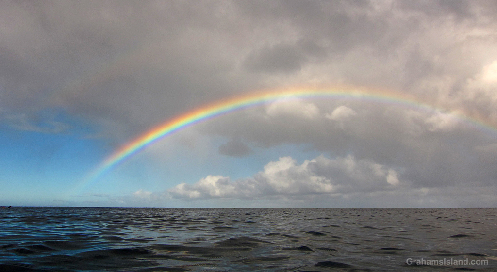 A rainbow over the waters off Hawaii