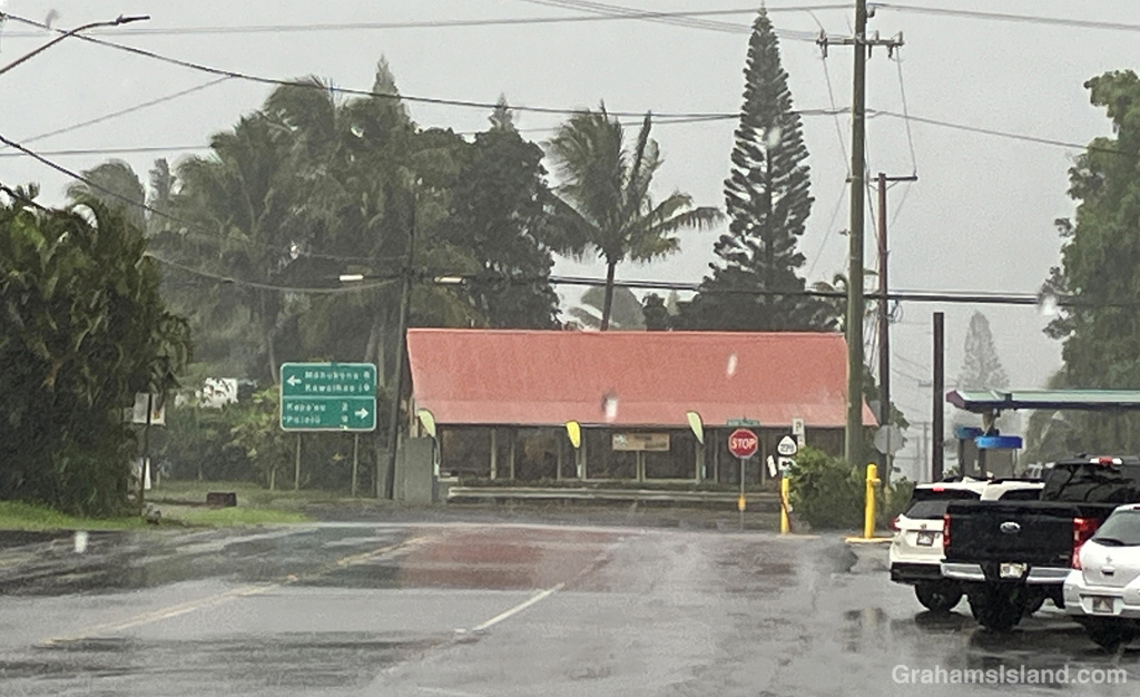 Heavy rain falls in Hawi, Hawaii