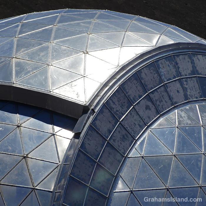 The exterior of the Caltech Submilimeter Observatory before it was decommissioned and removed from Mauna Kea, Hawaii