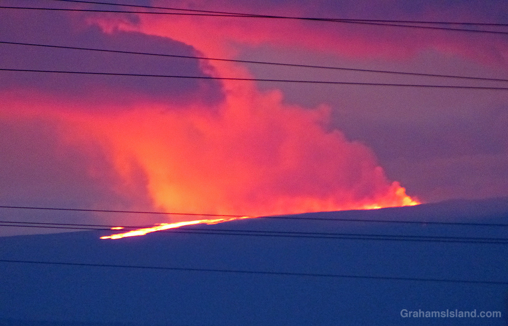 A view of the 2022 Mauna Loa eruption in Hawaii