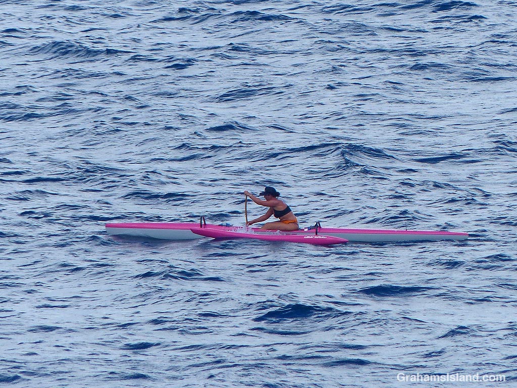 A purple Outrigger Canoe in Hawaii