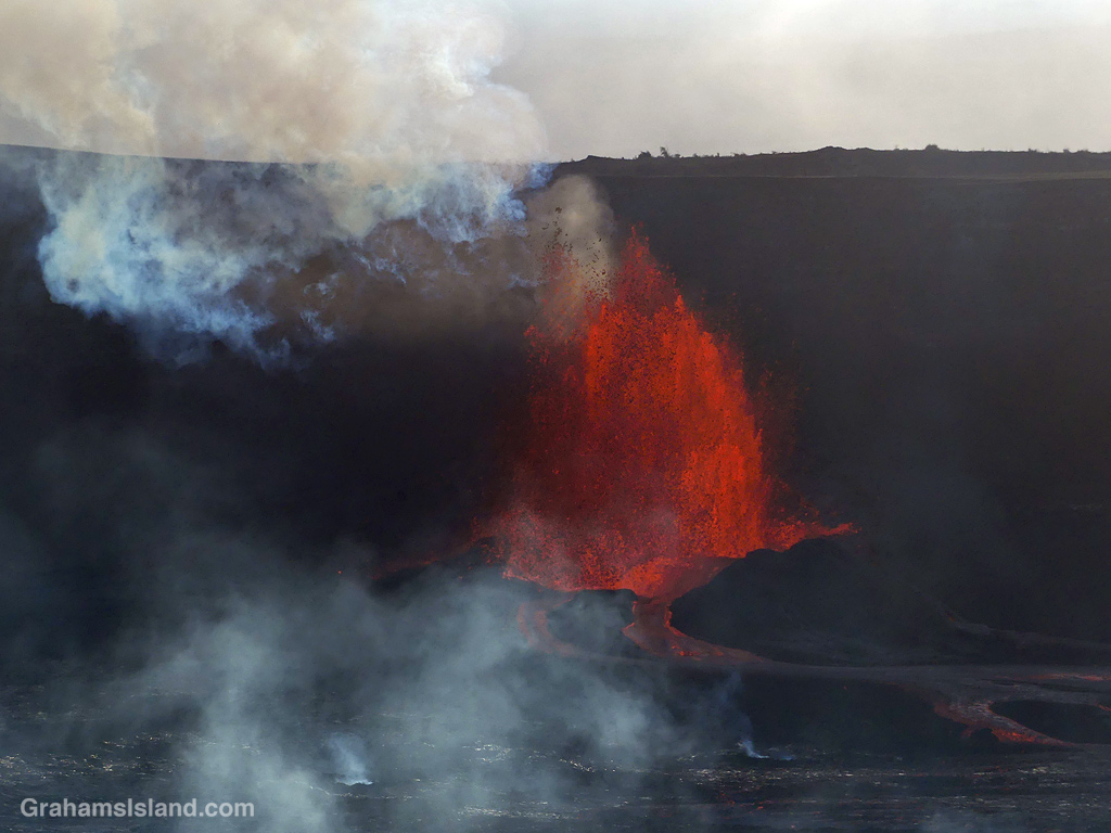 Lava fountaining in the summit caldera of Kilauea Volcano, Hawaii