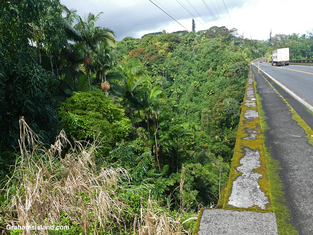 A path across Nanue bridge on the Big Island of Hawaii
