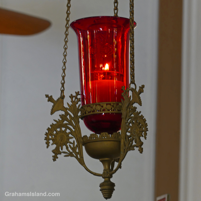 A candle lamp at Sacred Heart Catholic Church in Hawi, Hawaii