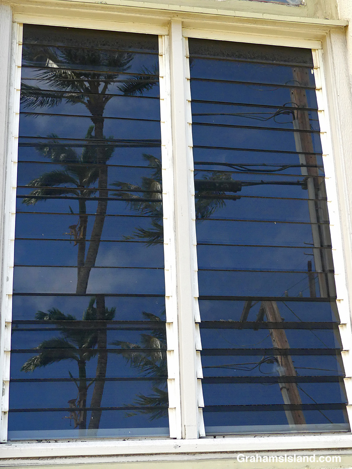 Reflections in Jalousie windows in Hawaii