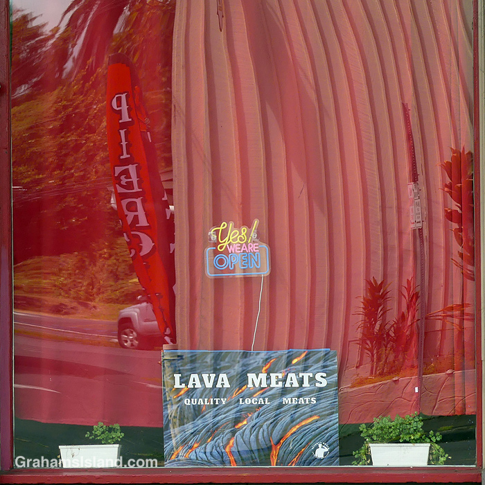 Reflections in a window in Hilo, Hawaii