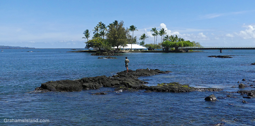 Coconut Island, seen from the waterfront of Hilo, Hawaii