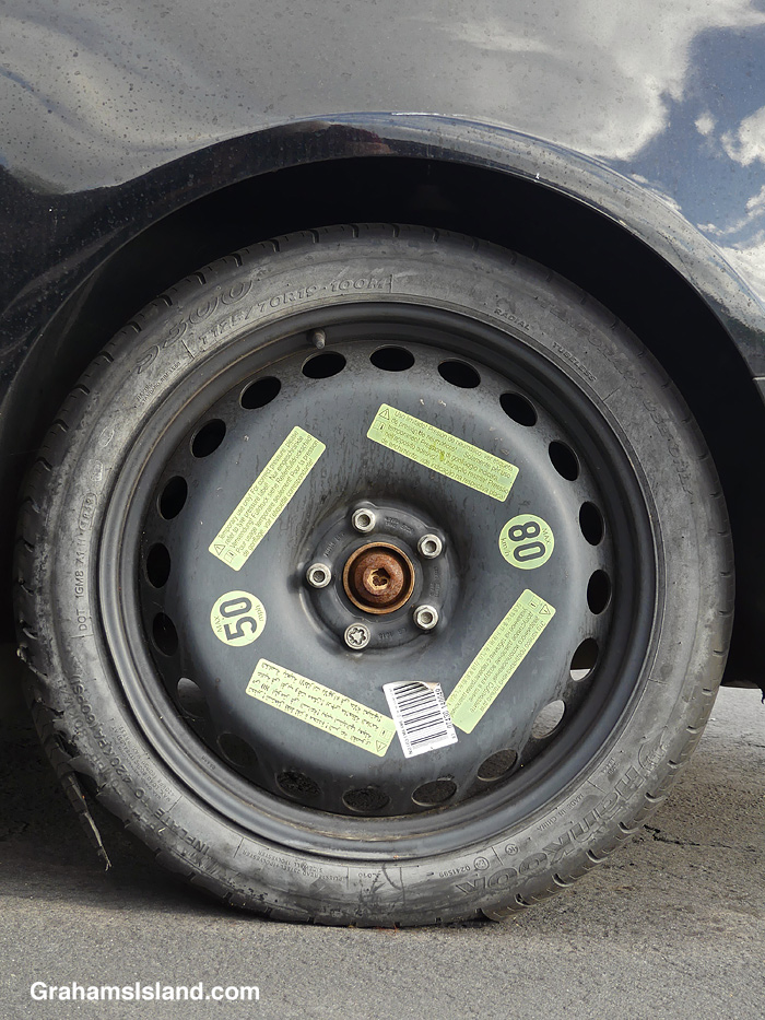 A spare tire on a car in Hawaii