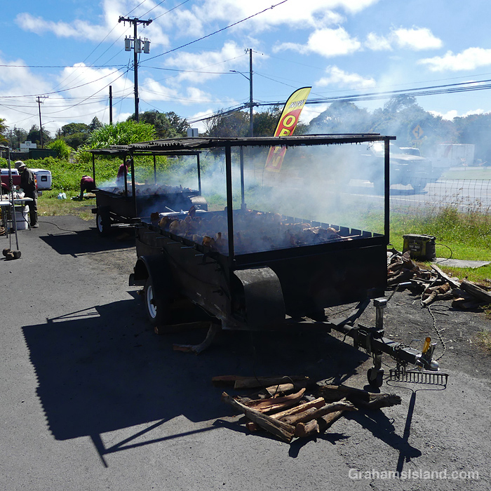 Huli chicken at GJ's in Waimea in Hawaii