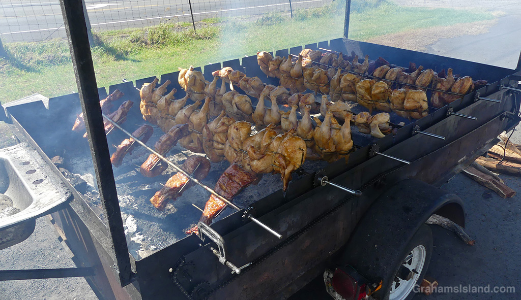 Huli chicken at GJ's in Waimea in Hawaii