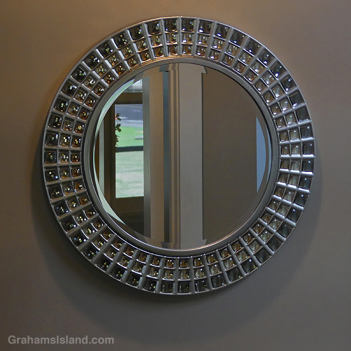A mirror with shadows and reflections