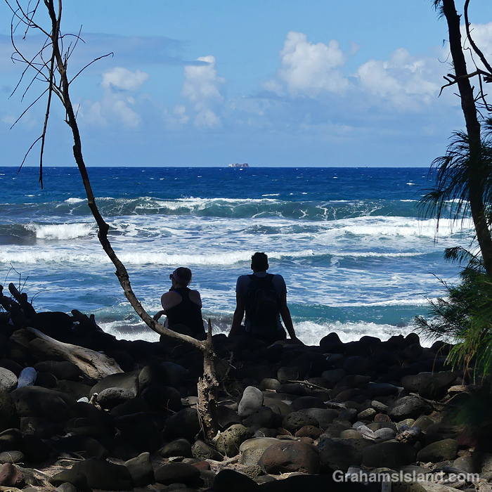 Sitting in the shade at Pololu in Hawaii