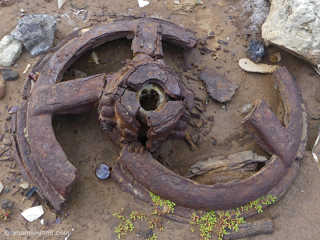 An old rusted wheel in Hawaii