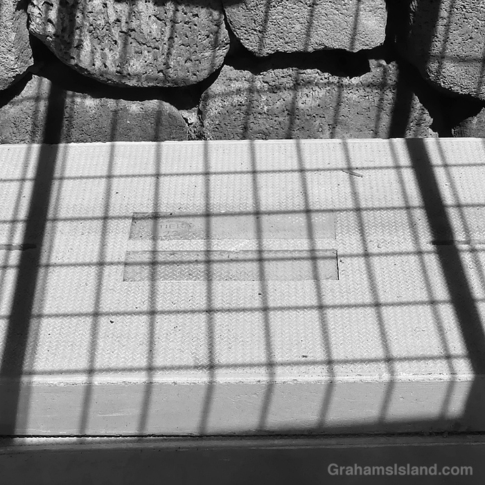 A black and white image of grid shadows in Hawaii