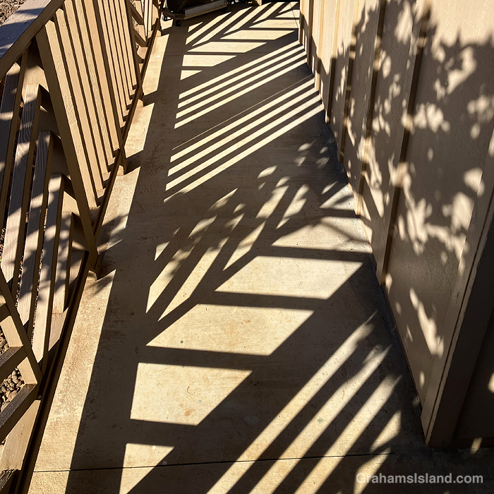 Shadows on a walkway at Lapakahi State Historical Park in Hawaii