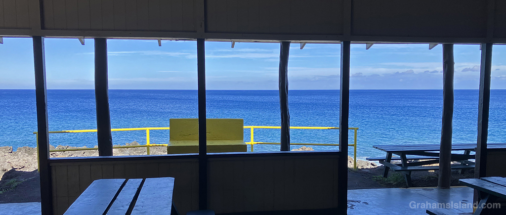 A view from the shelter at Kapa'a Beach Park in North Kohala, Hawaii