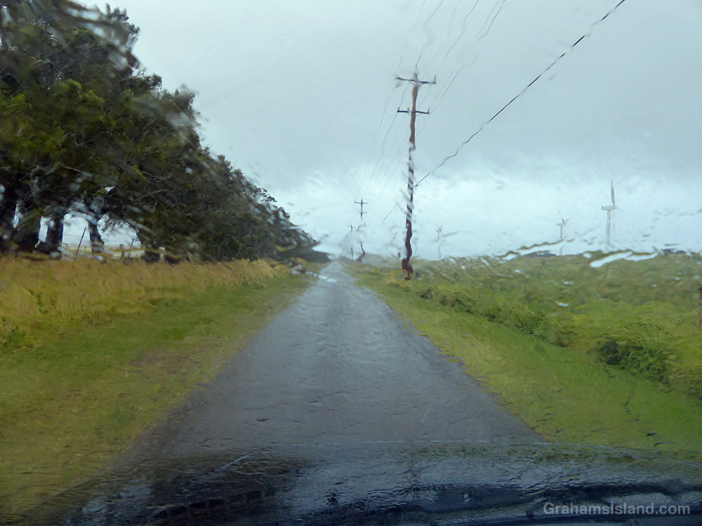 Rain falling at Hawi, Hawaii
