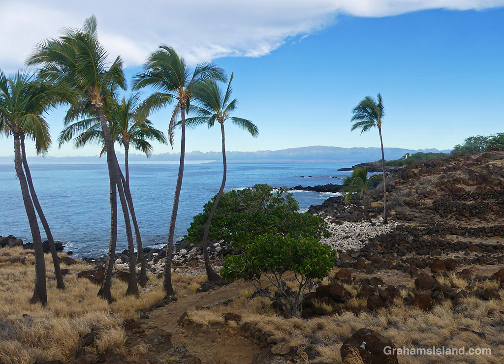A view of Maui from Lapakahi on the Big Island of Hawaii