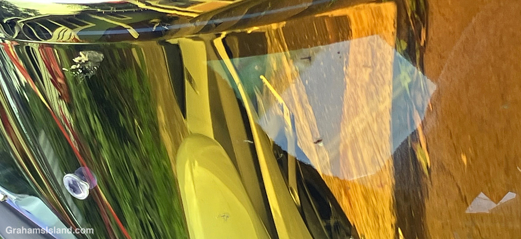 Abstract image of reflections in a helmet visor