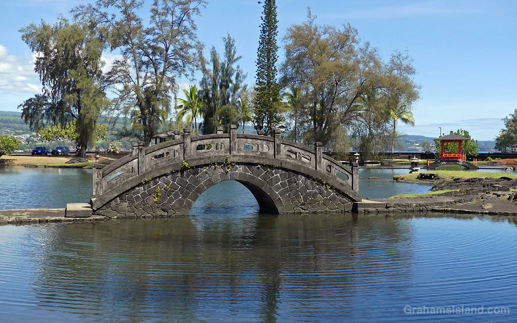 A bridge at Liliuokalani Park in Hilo, Hawaii