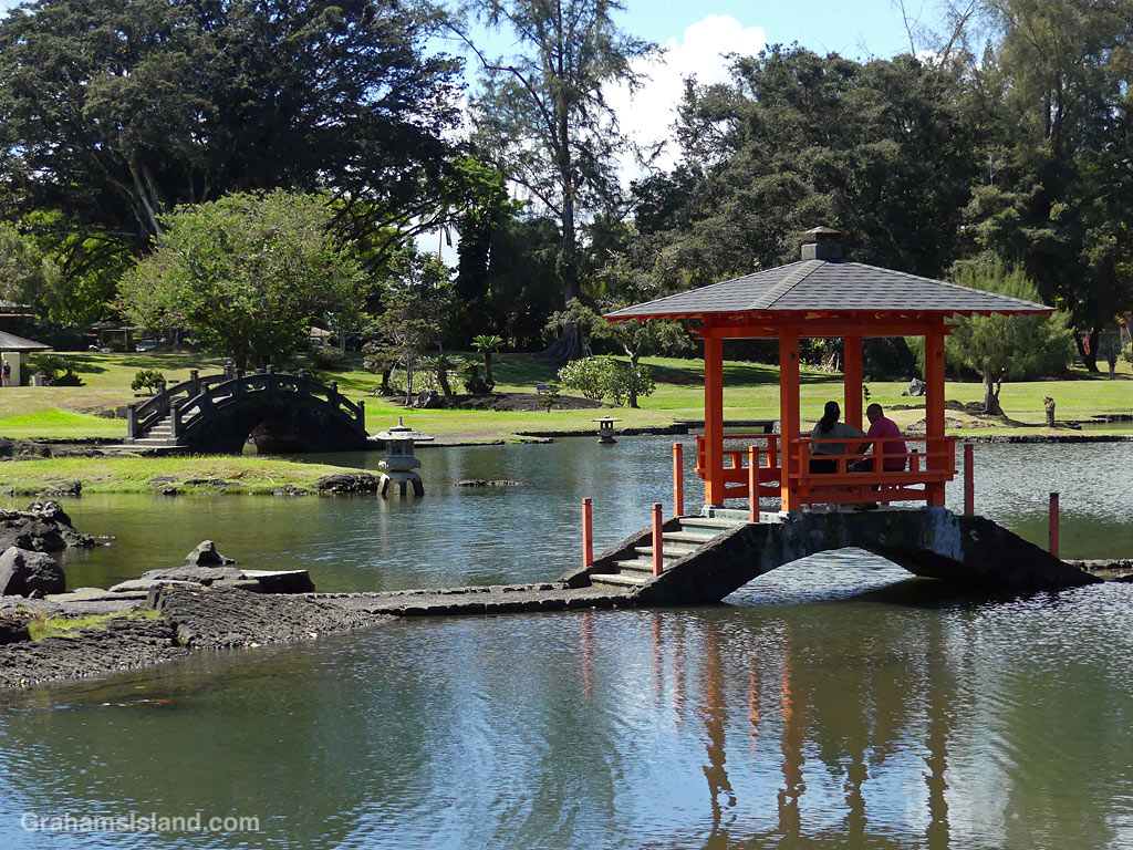 A bridge at Liliuokalani Park in Hilo, Hawaii
