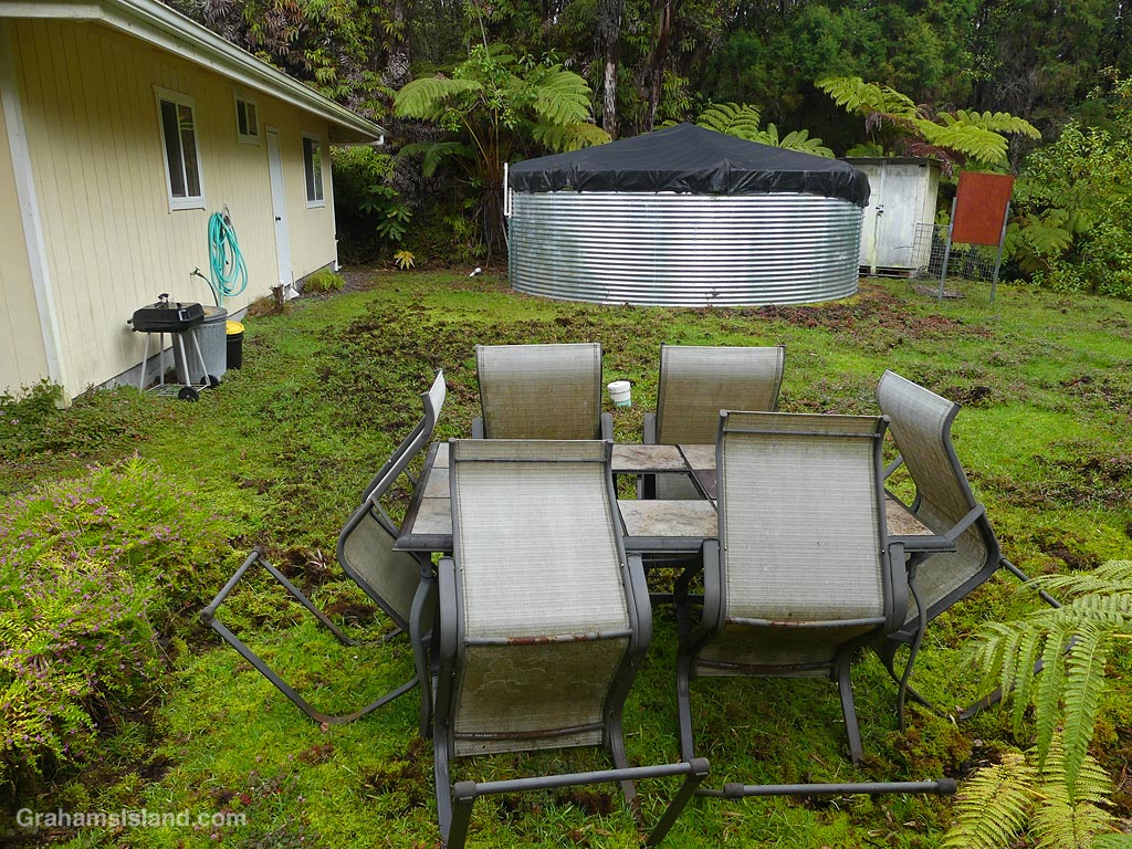 A Catchment water tank in Volcano Village, Hawaii