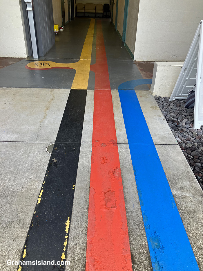 Lines on the walkway at North Kohala Hospital in Hawaii