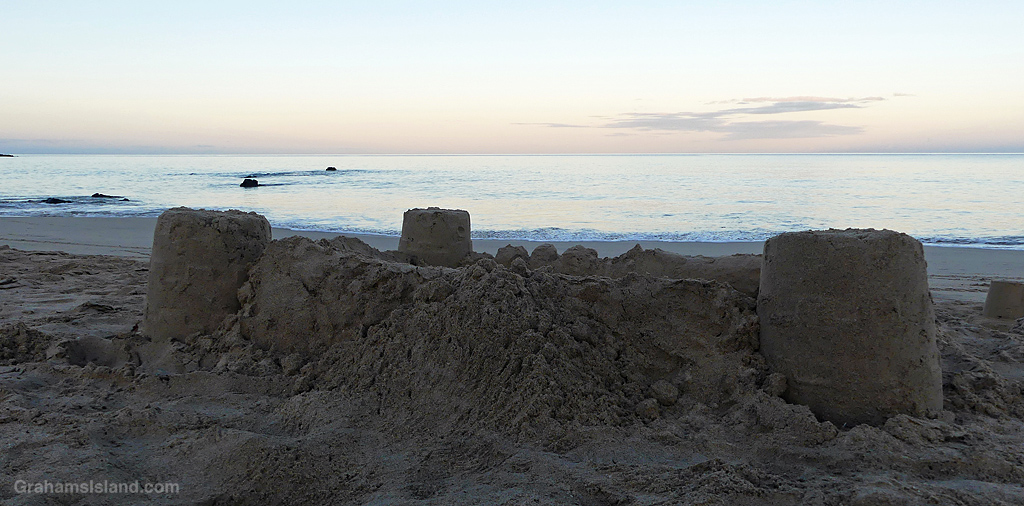 A sandcastle at Hapuna beach in Hawaii
