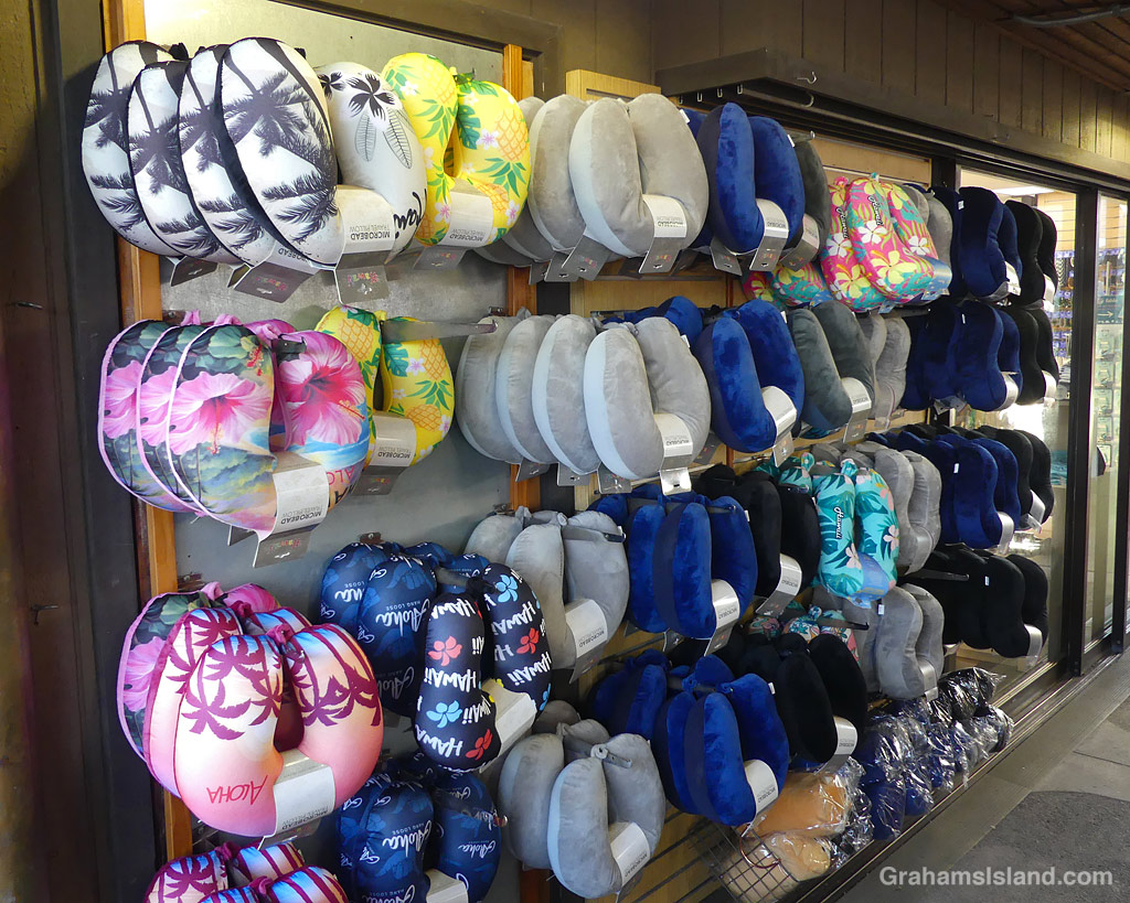 Neck pillows at the Kailua Kona airport, Hawaii