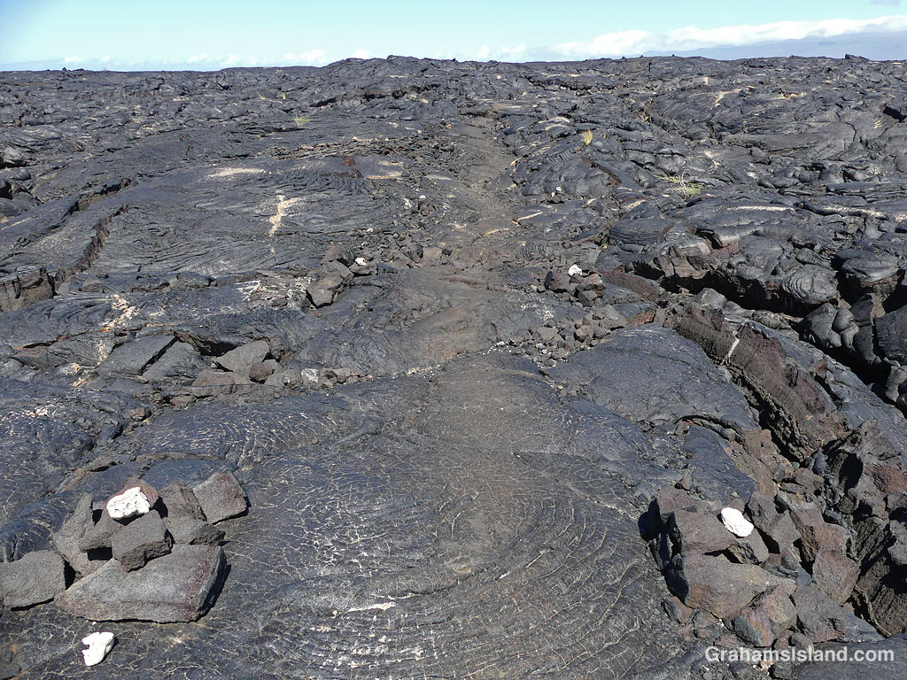 A trail through the lava fields near Kiholo, Hawaii