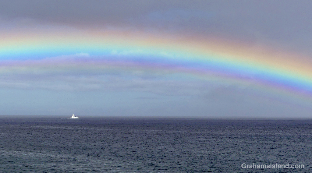 A Boat and rainbow in Hawaii