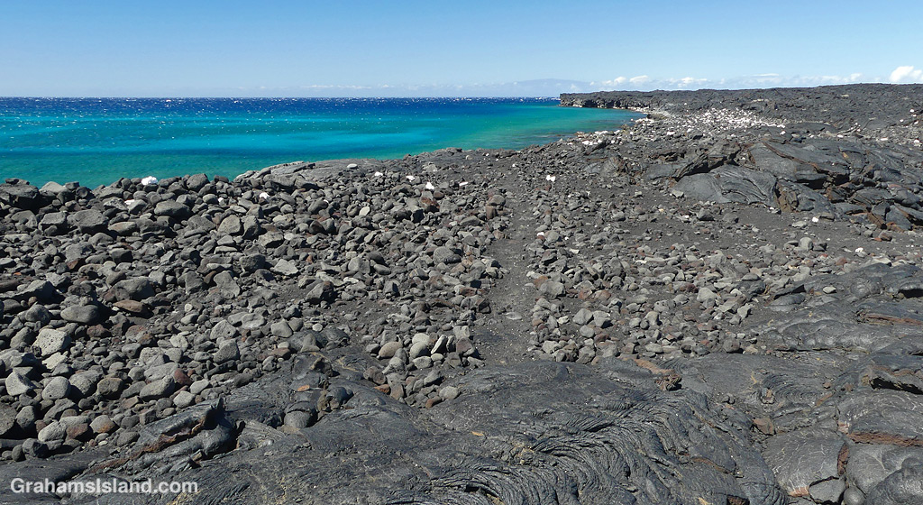 A trail along the coast near Kiholo, Hawaii