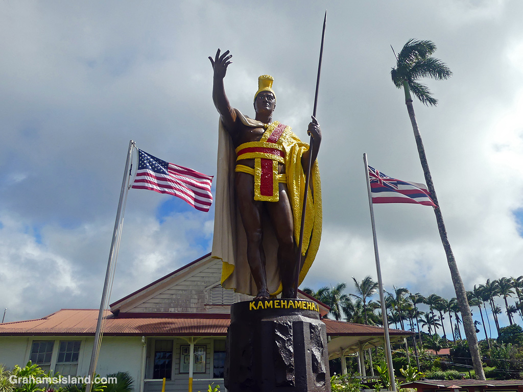 The statue of Kamehameha 1 at Kapaau, Hawaii.