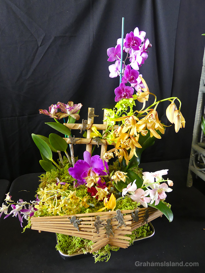 A planter at the 2026 Hilo Orchid Show in Hawaii