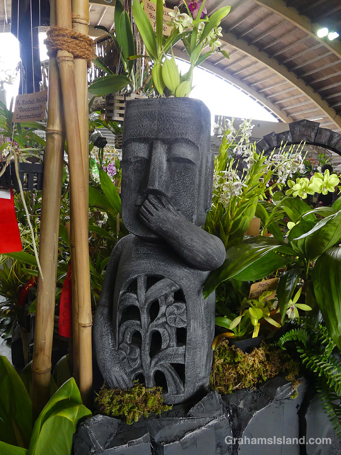 A planter at the 2026 Hilo Orchid Show in Hawaii