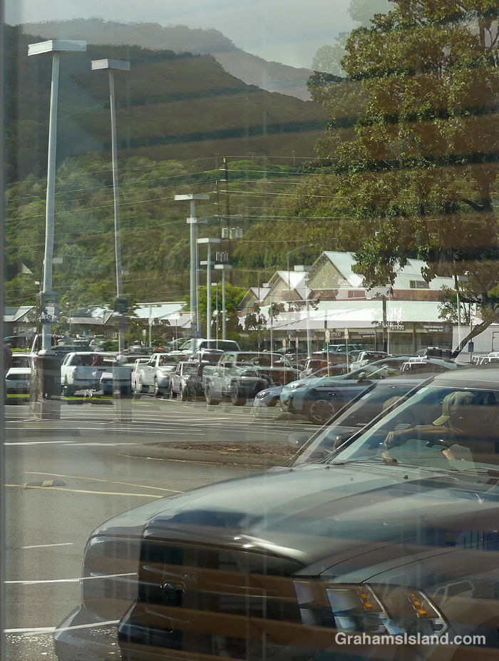 Reflections in a window in Kamuela, Hawaii
