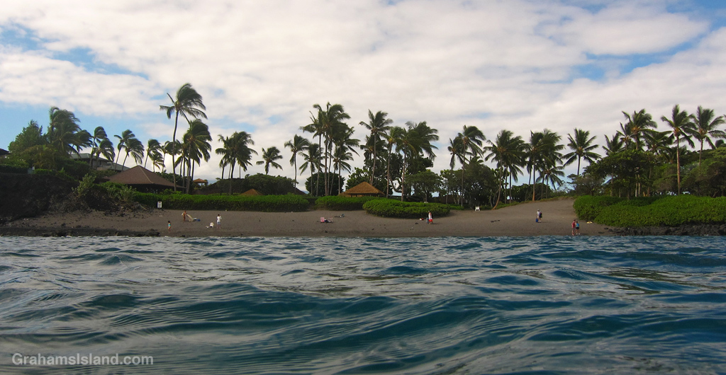 A view of Honoka'ope beach from the water in Hawaii